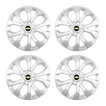 Jogo Calota Prata Aro 14 Modelo Onix 2017/2019 Emblema resinado GM preto