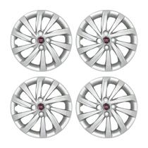 Jogo Calota prata Aro 15 Fiat Strada modelo 2021 emblema res