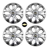 Jogo Calota Prata Aro 15 Onix 2017 / Emblema resinado preto