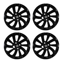 Jogo Calota Preta Brilhante Aro 15 Fiat Strada modelo 2021 emblema resinado preto