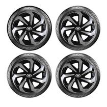 Jogo Calota Spider Aro 14 Black Silver Corolla Etios Yaris