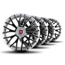 Jogo Calota Triton Aro 13 Silver Black Elitte c/Emblema Fiat Jogo Calota Triton Aro 13 Silver Black Elitte c/Emblema Fiat