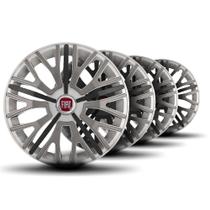 Jogo Calota Triton Sport Aro13 Silver Grafit Black Elitte c/Emb Fiat