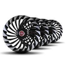Jogo Calota Twister Aro 13 Black Silver c/Emblema Fiat Jogo Calota Twister Aro 13 Black Silver c/Emblema Fiat