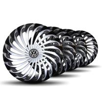 Jogo Calota Twister Aro 14 Silver Black c/Emblema Fiat