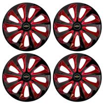 Jogo Calota Velox 13 Preto Vermelho Celta Corsa Prisma P