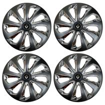 Jogo Calota Velox 14 Grafite Cromado Clio Logan Sandero