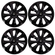 Jogo Calota Velox 15 Preto Brilhante Sandero Logan Scenic