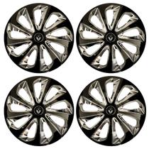 Jogo Calota Velox 15 Preto Cromado Sandero Logan Scenic