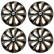 Jogo Calota Velox 15 Preto Dourado New Fiesta Focus P