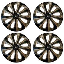 Jogo Calota Velox 15 Preto Dourado Sandero Logan Scenic