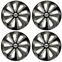 Jogo Calota Velox 15 Preto Prata New Fiesta Focus P