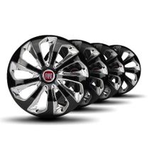 Jogo Calota Velox Aro 14 Black Chrome Elitte c/Emblema Fiat