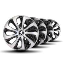 Jogo Calota Velox Aro 14 Silver Black Elitte c/Emb Peugeot