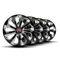 Jogo Calota Velox Aro 15 Black Chrome Elitte c/Emblema Fiat Jogo Calota Velox Aro 15 Black Chrome Elitte c/Emblema Fiat