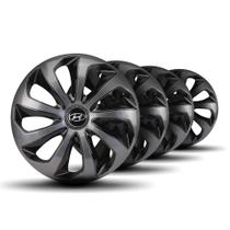 Jogo Calota Velox Aro 15 Graphite Black c/Emblema Hyundai - Elitte