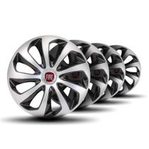 Jogo Calota Velox Aro 15 Silver Black c/Emblema Fiat Jogo Calota Velox Aro 15 Silver Black c/Emblema Fiat