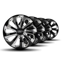 Jogo Calota Velox Aro14 Black Chrome Elite c/Emblema Hyundai - Elitte