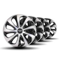 Jogo Calota Velox Aro14 Silver Black Elitte c/Emblema Toyota