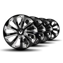 Jogo Calota Velox Aro15 Black Chrome Elitte c/Emblema Renault
