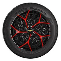 Jogo Calotas Esportivas Aro 14 Moove Black Red Chevrolet GM