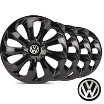 Jogo calotas esportivas Elitte Velox Black aro 15 emblema Volkswagen - Gol Saveiro Voyage Parati Polo Fox Golf