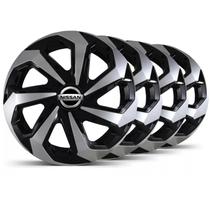 Jogo Calotas Spider Black Silver Aro 14 March Versa Jogo Calotas Spider Black Silver Aro 14 March Versa