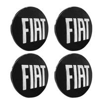 Jogo Calotinha 49,6mm Centro de Roda Fiat Preta com Cromado Jogo Calotinha 49,6mm Centro de Roda Fiat Preta com Cromado