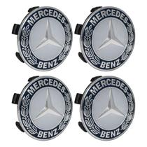 Jogo Calotinha Mercedes 75mm Azul Emblema Clássico Jogo Calotinha Mercedes 75mm Azul Emblema Clássico