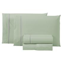 Jogo Cama 300 Fios Casal 100 Algodão 4 Peças Premium Toque Macio Conjunto Lençol com Elástico