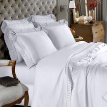 Jogo Cama 300 Fios Renda Renascença Luxo Hotel Tamanho:QueenCor:Branco Jogo Cama 300 Fios Renda Renascença Luxo Hotel Tamanho:QueenCor:Branco