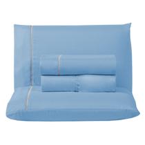 Jogo Cama Box King Size 400 Fios com Elástico Fronha Ponto Palito 4 Peças Tecido Importado