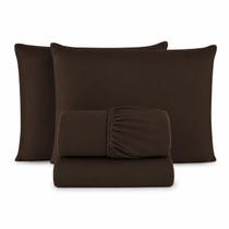 Jogo Cama Box Queen 400 Fios Ultra Macio Fronhas de Travesseiro Lençol com Elástico 4 Peças