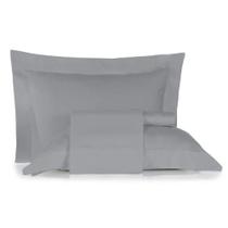 Jogo Cama Casal Algodão 200Fios Tresor Cinza Liso Estamparia Jogo Cama Casal Algodão 200Fios Tresor Cinza Liso Estamparia
