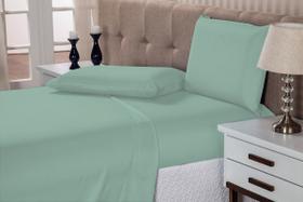 Jogo cama casal box 4 peças acompanha lençol elástico 1,38x1,88x30 hotel fazenda quarto sítio pensão-verde-agua