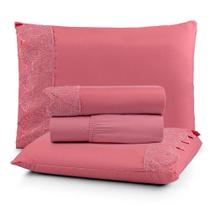 Jogo Cama Casal Cherry Bordado Inglês 4pç 100% Poliéster - Pesseg Jogo Cama Casal Cherry Bordado Inglês 4pç 100% Poliéster - Pesseg