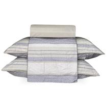 Jogo Cama Casal Malha Lynel Braid Azul Cinza