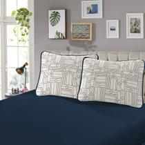 Jogo Cama Casal SBX Rubi Malha Moscou Marinho