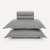 Jogo Cama King 100%algodão Tesso Cinza Karsten 1,93x2,03x40 U Liso Jogo Cama King 100%algodão Tesso Cinza Karsten 1,93x2,03x40 U Liso