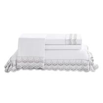 Jogo Cama King 300 Fios Buettner Renda Luana Branco Jogo Cama King 300 Fios Buettner Renda Luana Branco