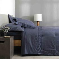 Jogo Cama King 300 Fios Damask Square Azul Buddemeyer