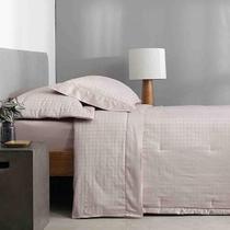 Jogo Cama King 300 Fios Damask Square Rosa Buddemeyer