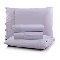 Jogo Cama king Cherry Bordado Inglês 4pç 100% Poliéster - Lilas Jogo Cama king Cherry Bordado Inglês 4pç 100% Poliéster - Lilas