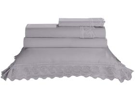 Jogo Cama King Size 180Fios Melody Renda Freire Cinza 4pc Jogo Cama King Size 180Fios Melody Renda Freire Cinza 4pc