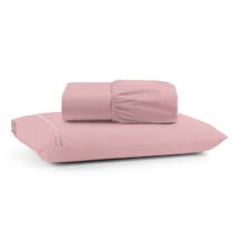 Jogo Cama Lençol Bali Solteiro Percal 180 Fios 100% Algodão Ponto Palito 2 Peças - Rosa