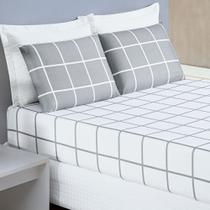 Jogo Cama Lençol Brooklyn Casal Quadriculado Micropercal 200 Fios 3 Peças - Cinza Jogo Cama Lençol Brooklyn Casal Quadriculado Micropercal 200 Fios 3 Peças - Cinza