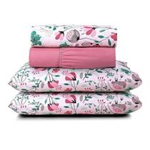 Jogo Cama Lençol Casa Scarpa Celi Casal Padrão Estampado Micropercal 200 Fios 4 Peças Bothanica Floral Rosa Jogo Cama Lençol Casa Scarpa Celi Casal Padrão Estampado Micropercal 200 Fios 4 Peças Bothanica Floral Rosa