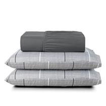 Jogo Cama Lençol Casa Scarpa Celi King Micropercal Estampado 200 Fios 3 Peças Xadrez Grid Cinza Jogo Cama Lençol Casa Scarpa Celi King Micropercal Estampado 200 Fios 3 Peças Xadrez Grid Cinza