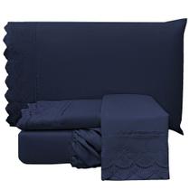 Jogo Cama Lençol Casa Scarpa Loren King 300 Fios Azul Jeans Jogo Cama Lençol Casa Scarpa Loren King 300 Fios Azul Jeans