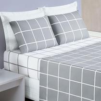 Jogo Cama Lençol Casal 200 Fios 4 Peças Cinza Jogo Cama Lençol Casal 200 Fios 4 Peças Cinza